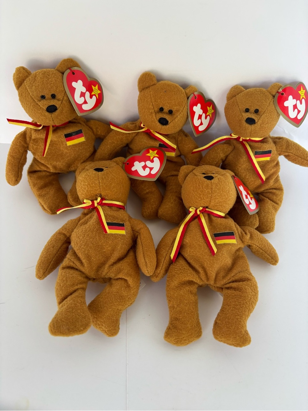Lot of 5 Vintage McDonald's Ty Teenie Beanie Babies - Germania the Bear (2000)